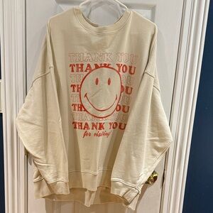 Aerie Cream Sweatshirt with Red Graphic